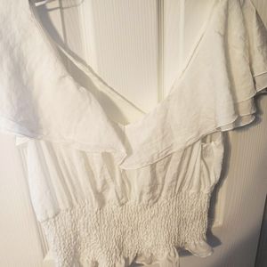 H&M White Boho Top